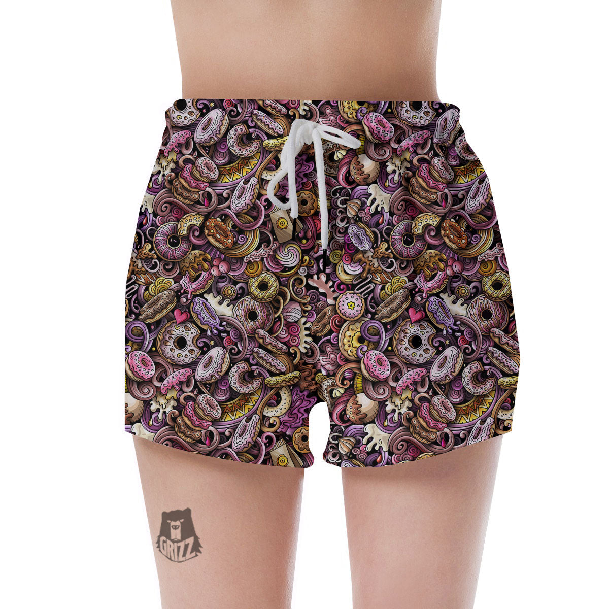 Donut Graffiti Print Pattern Women's Shorts-grizzshop