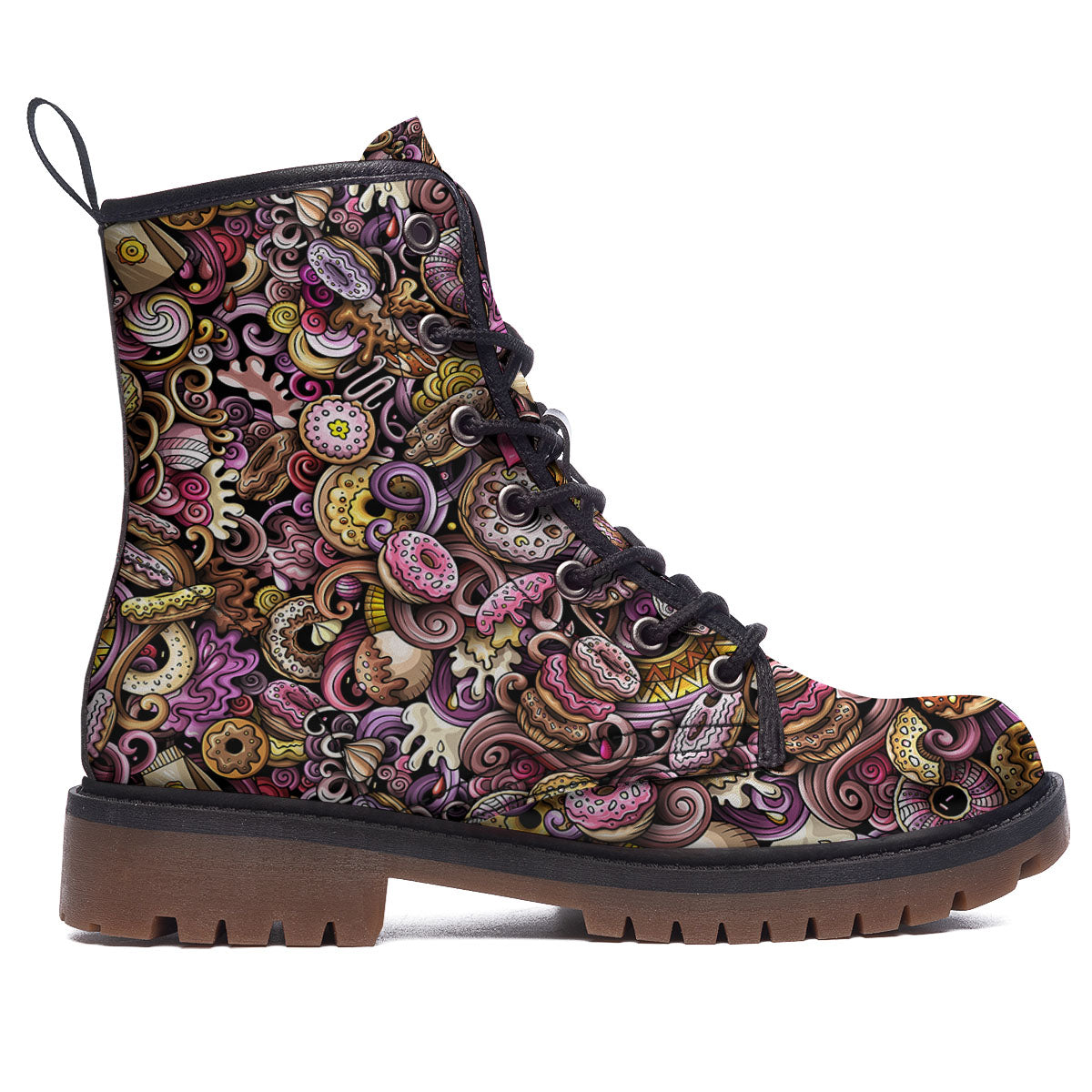 Donut Graffiti Print Pattern Work Boots-grizzshop