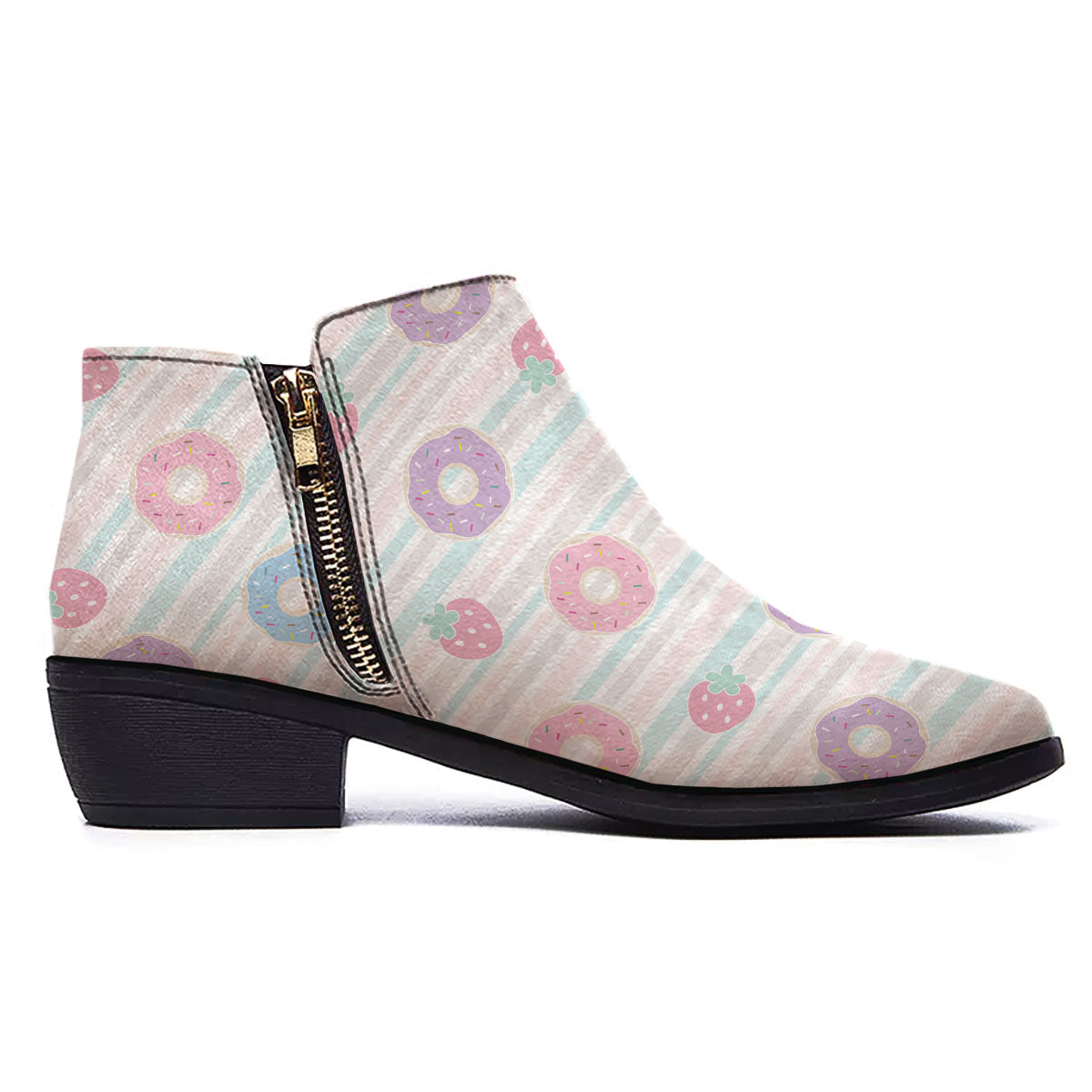 Donut Pastel Print Pattern Ankle Boots-grizzshop