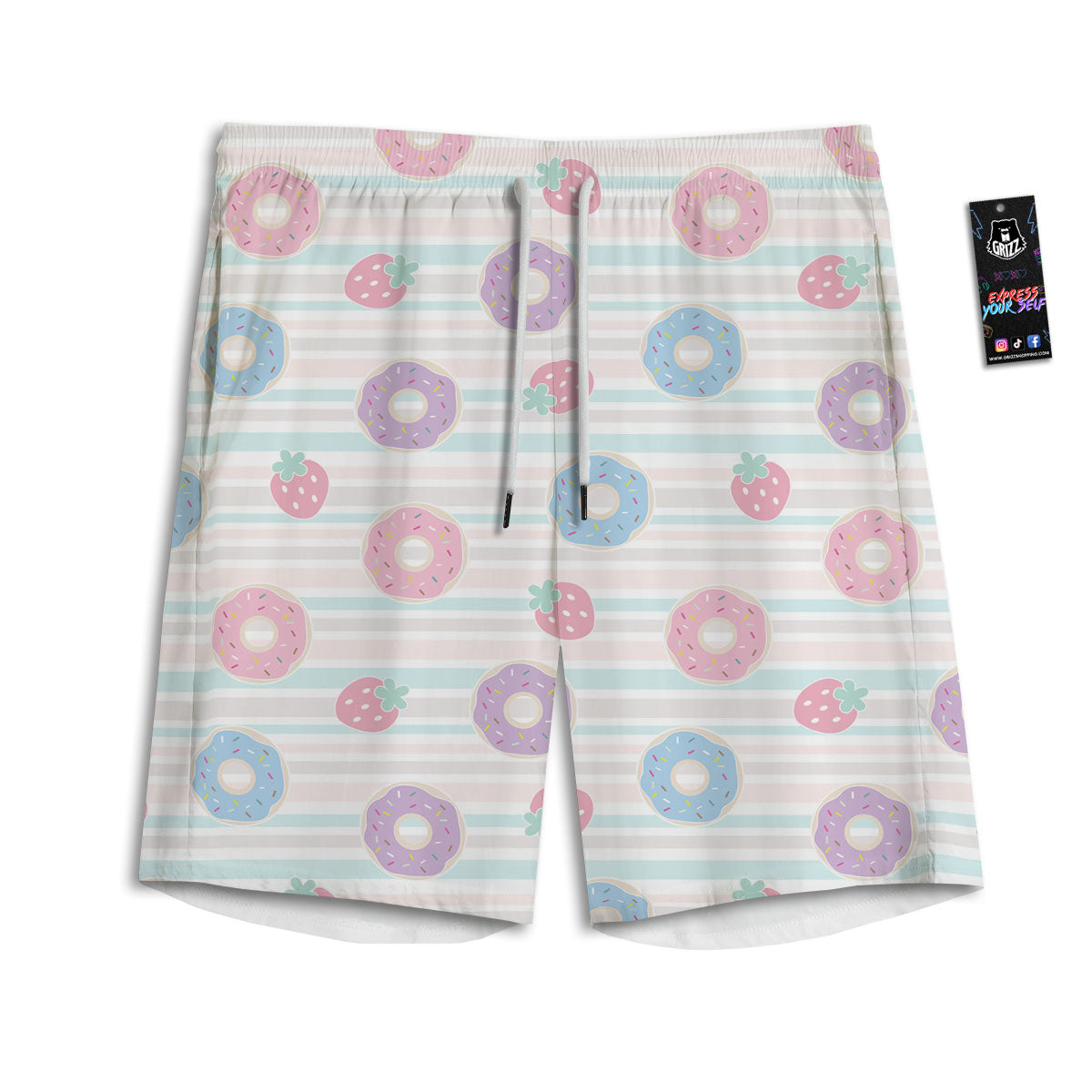 Donut Pastel Print Pattern Men's Athletic Shorts