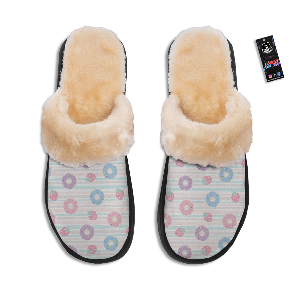 Donut Pastel Print Pattern Slippers-grizzshop