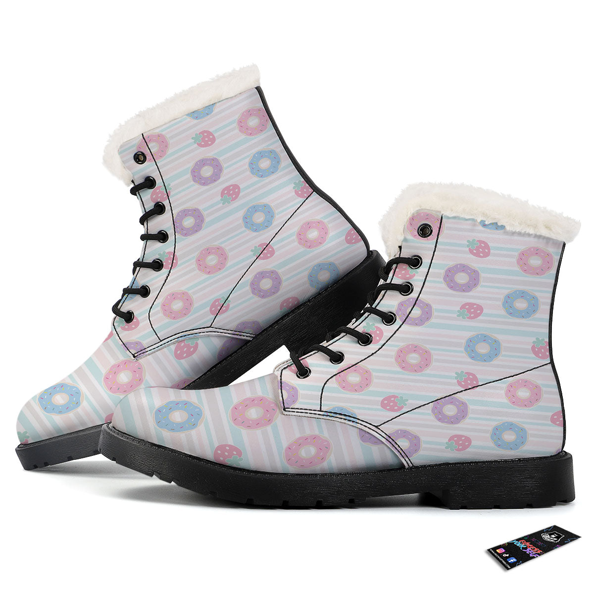Donut Pastel Print Pattern Winter Boots-grizzshop