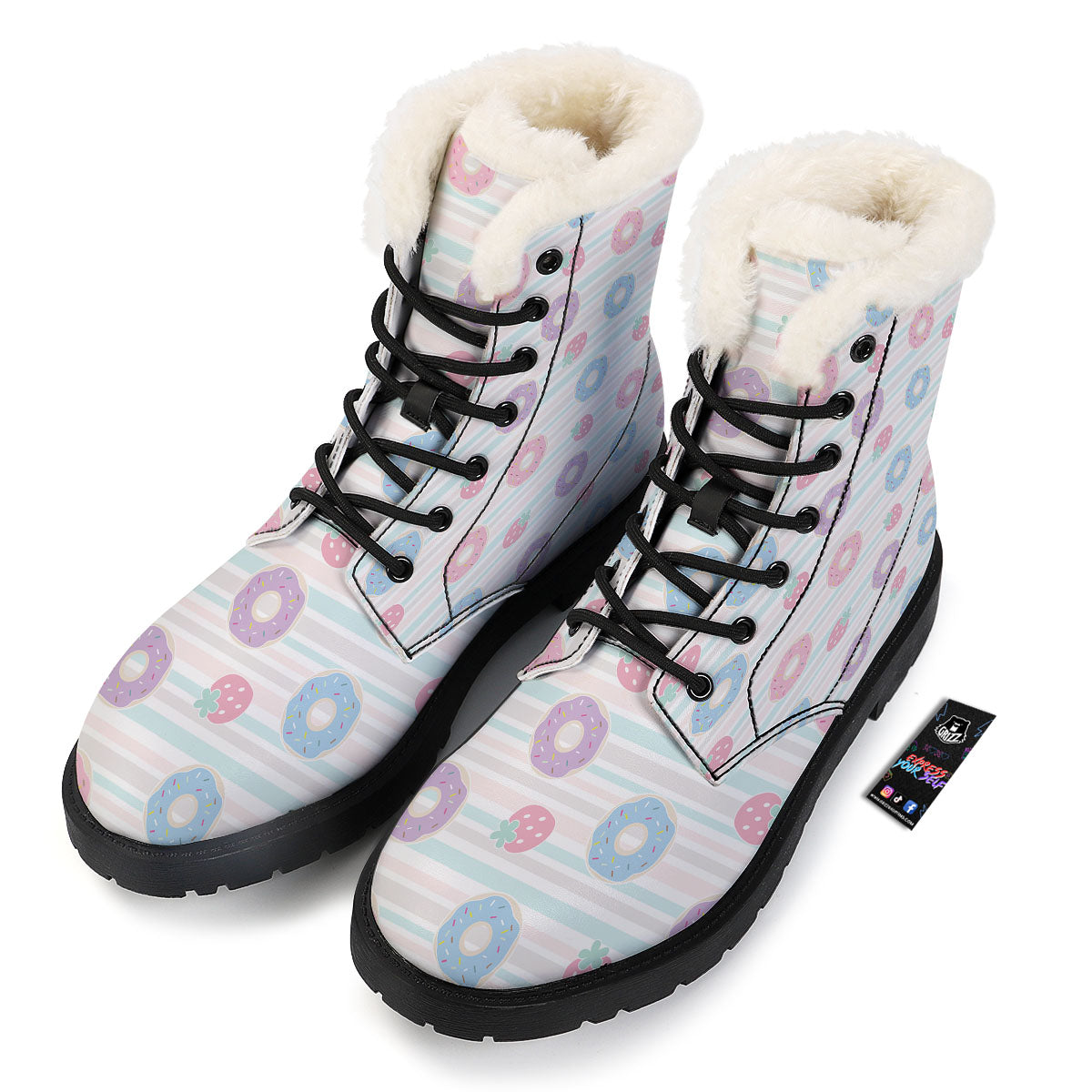 Donut Pastel Print Pattern Winter Boots-grizzshop