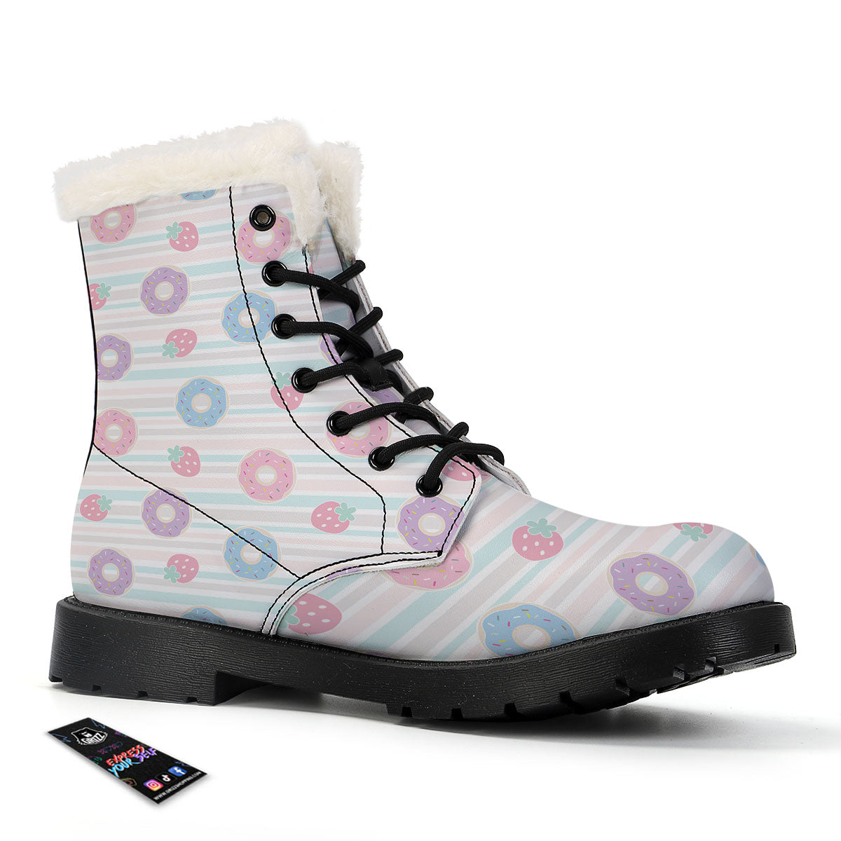 Donut Pastel Print Pattern Winter Boots-grizzshop