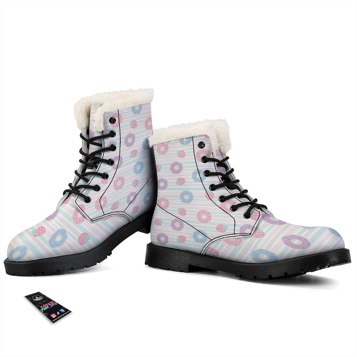 Donut Pastel Print Pattern Winter Boots-grizzshop