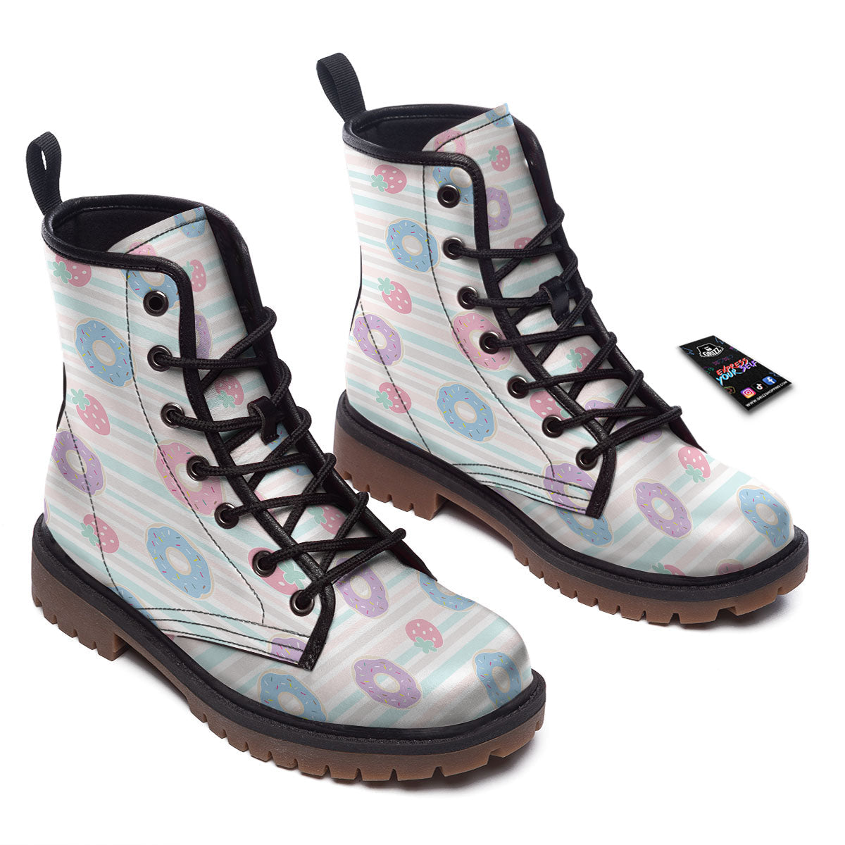 Donut Pastel Print Pattern Work Boots-grizzshop