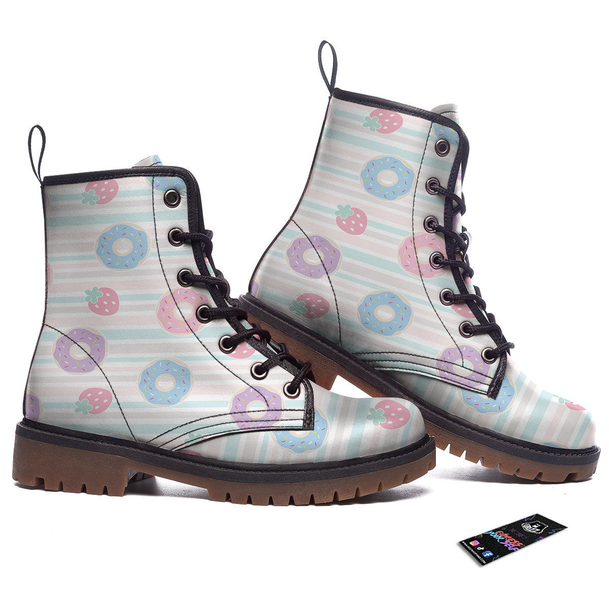 Donut Pastel Print Pattern Work Boots-grizzshop