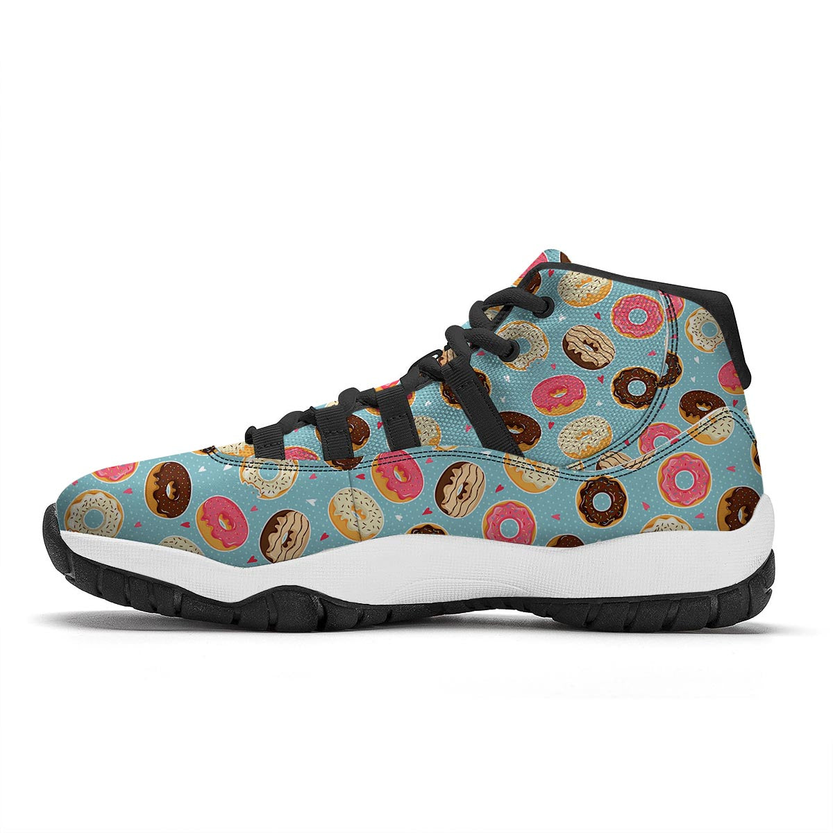 Donut Pattern Print Black Bball Shoes-grizzshop