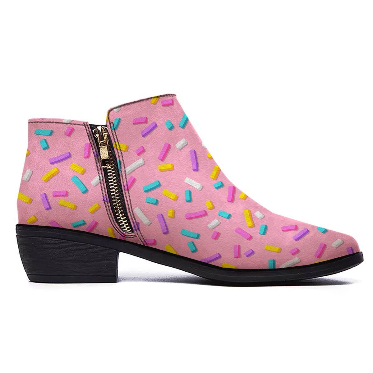 Donut Sprinkles Print Pattern Ankle Boots-grizzshop