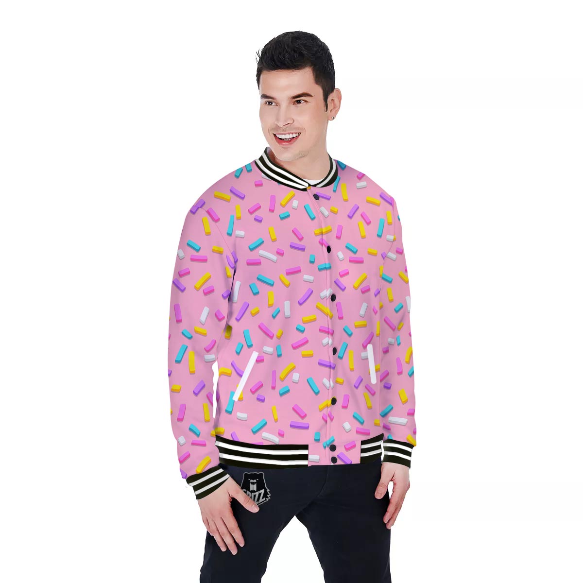 Donut Sprinkles Print Pattern Baseball Jacket-grizzshop