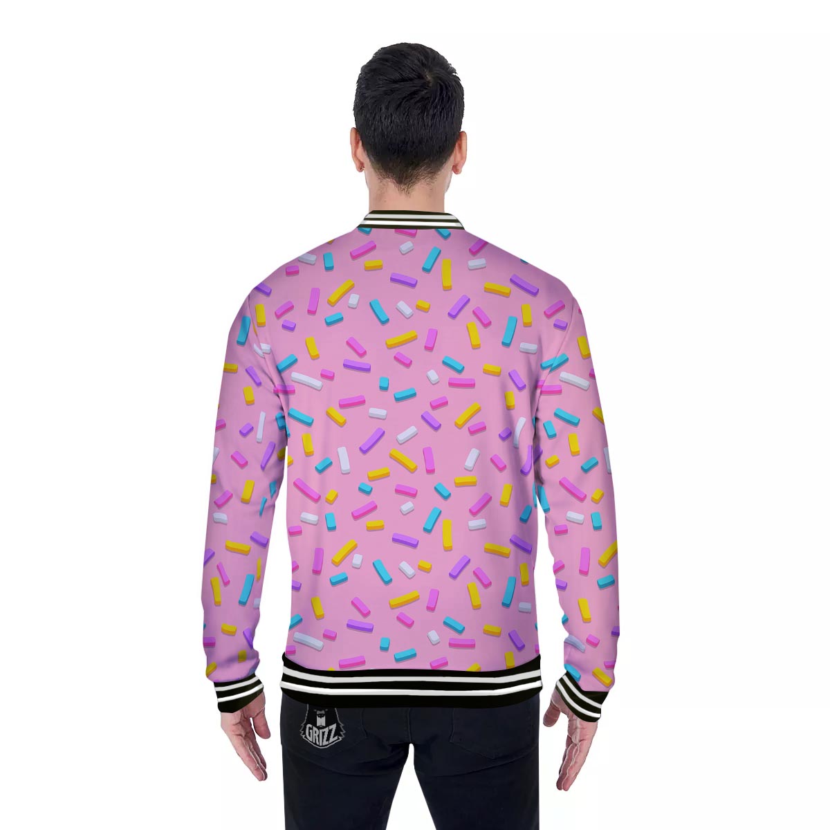 Donut Sprinkles Print Pattern Baseball Jacket-grizzshop