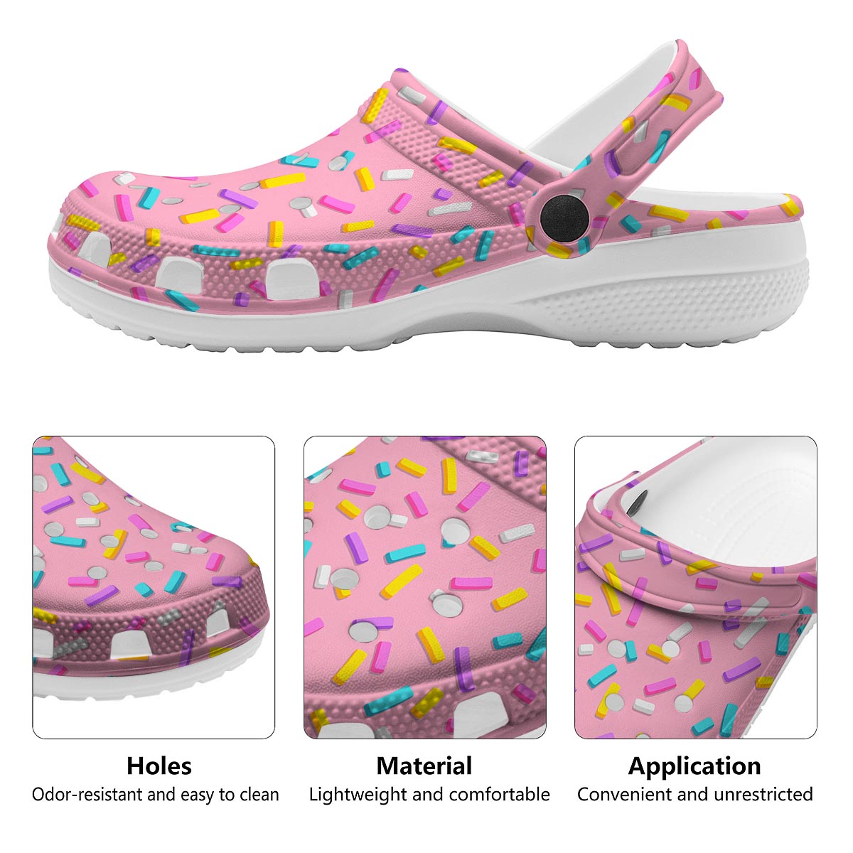 Donut Sprinkles Print Pattern Clog-grizzshop