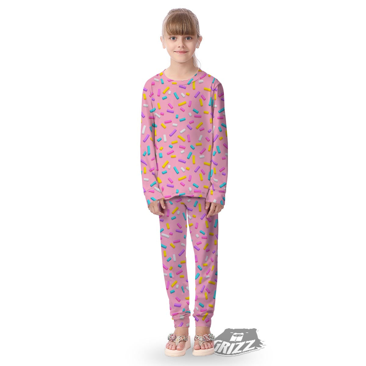 Donut Sprinkles Print Pattern Kid's Pajamas-grizzshop