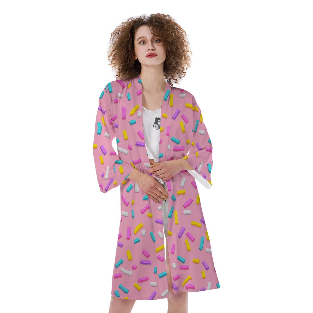 Donut Sprinkles Print Pattern Kimono-grizzshop