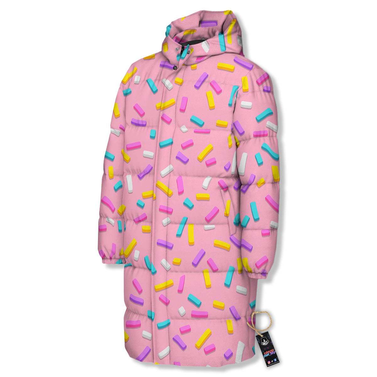 Donut Sprinkles Print Pattern Long Down Jacket-grizzshop