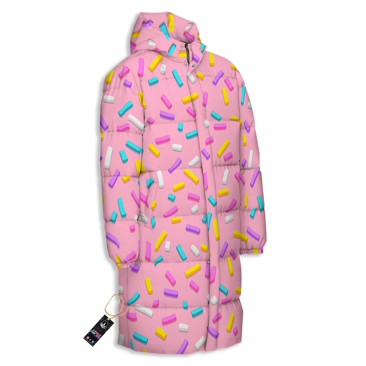 Donut Sprinkles Print Pattern Long Down Jacket-grizzshop