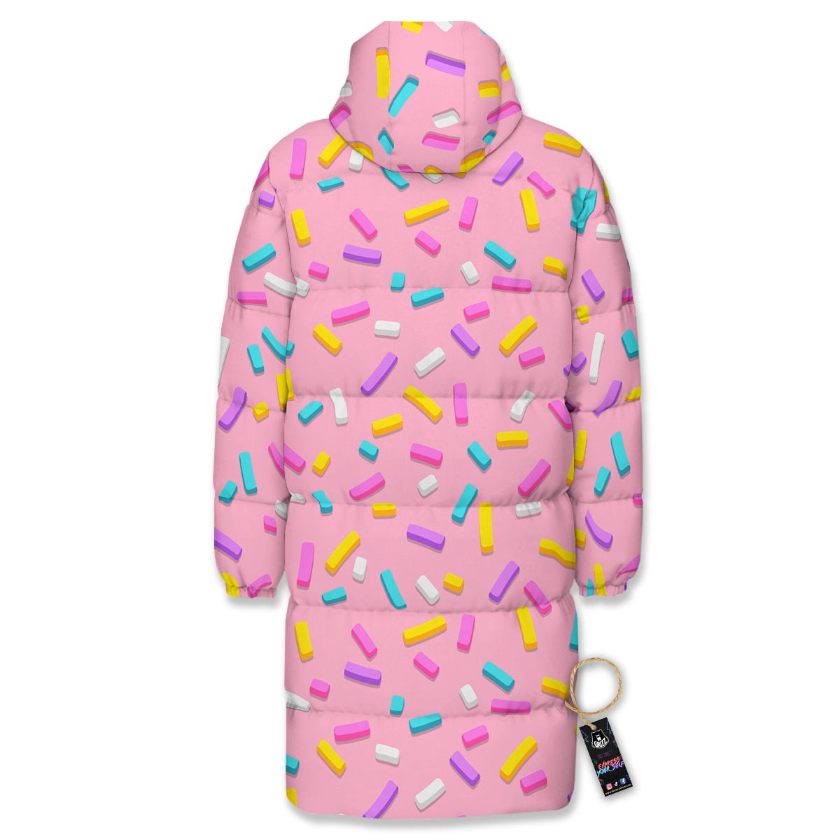 Donut Sprinkles Print Pattern Long Down Jacket-grizzshop
