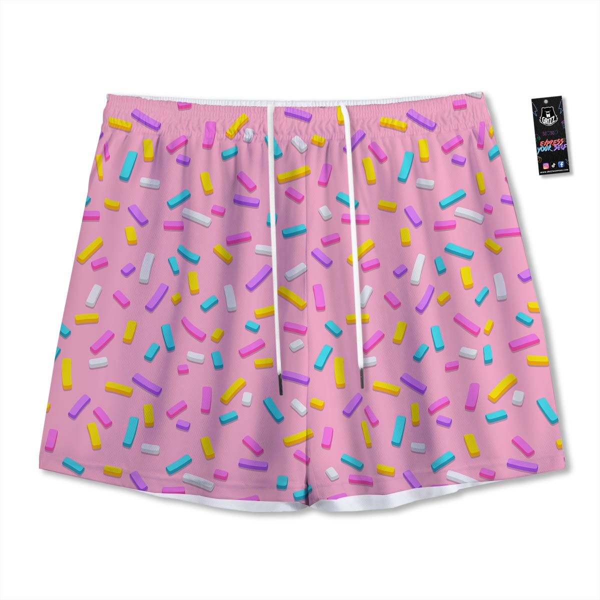 Donut Sprinkles Print Pattern Mesh Shorts