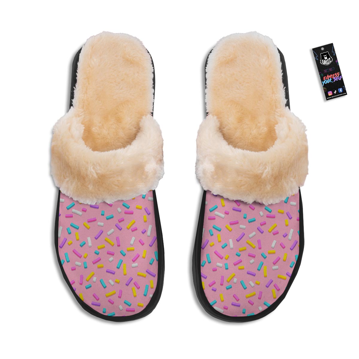 Donut Sprinkles Print Pattern Slippers-grizzshop