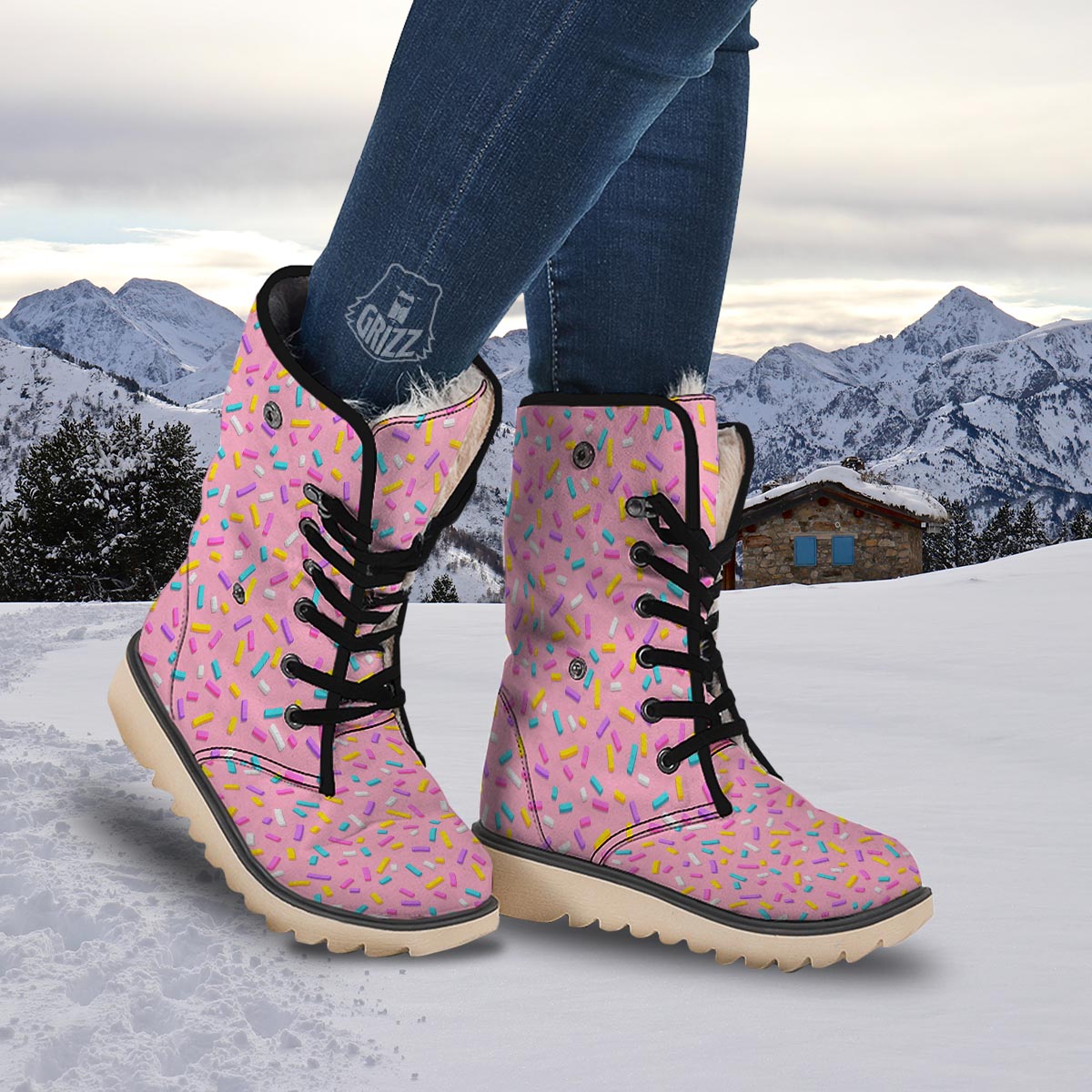 Donut Sprinkles Print Pattern Snow Boots-grizzshop