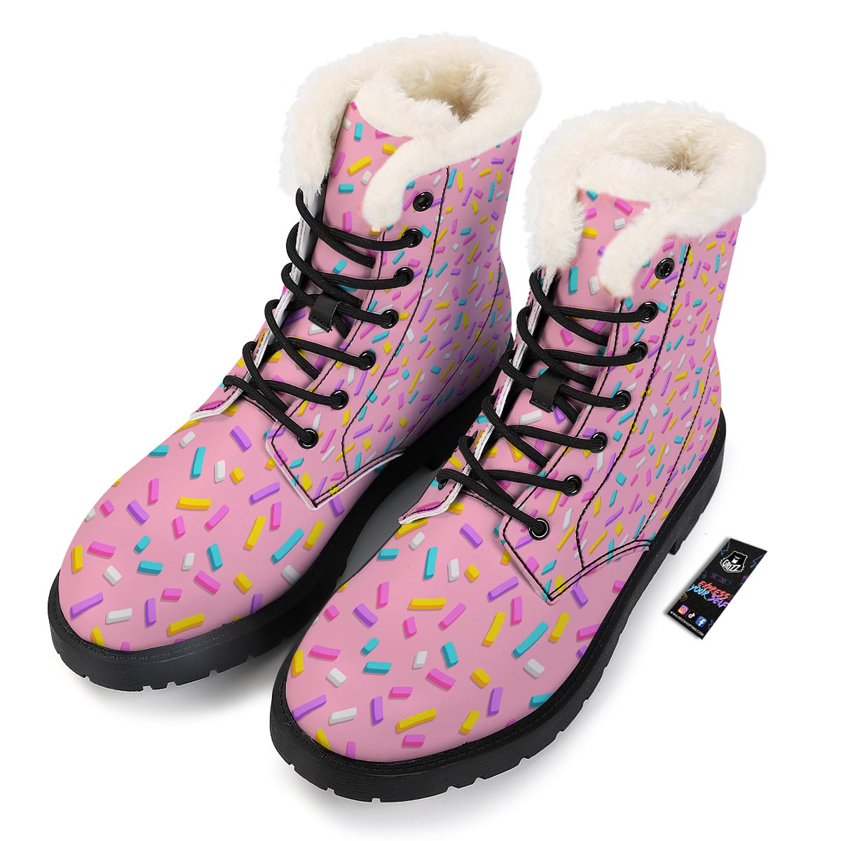 Donut Sprinkles Print Pattern Winter Boots-grizzshop