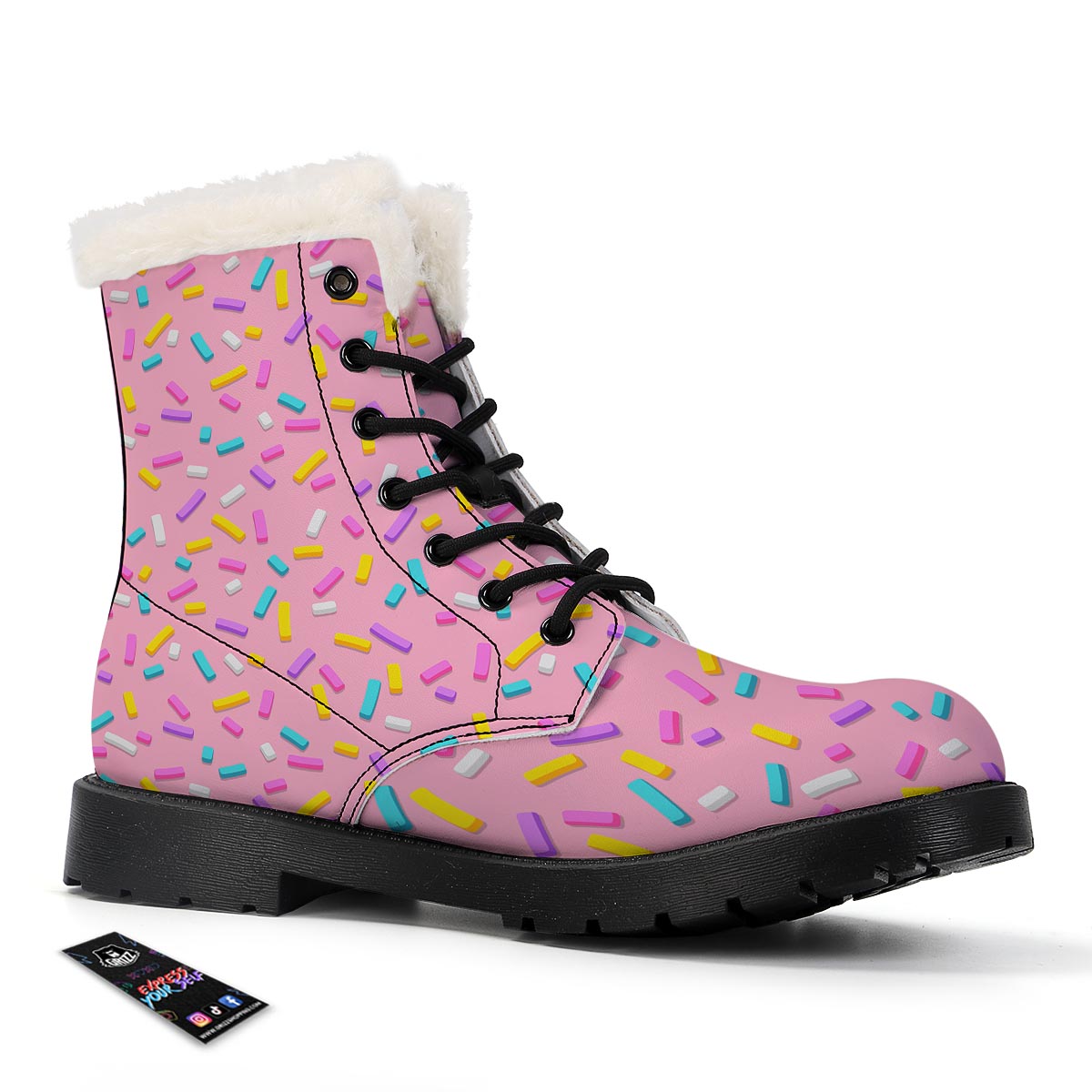 Donut Sprinkles Print Pattern Winter Boots-grizzshop