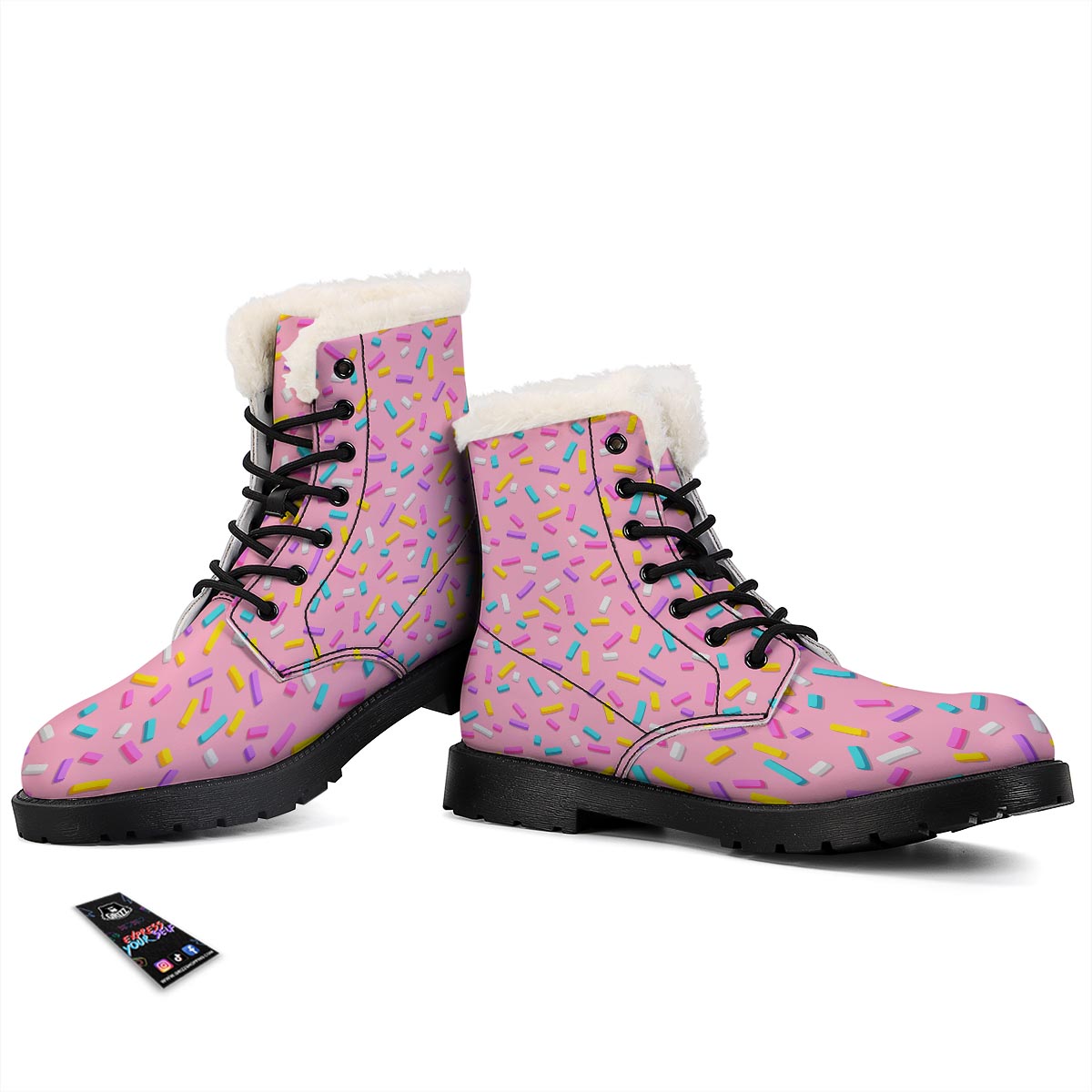 Donut Sprinkles Print Pattern Winter Boots-grizzshop