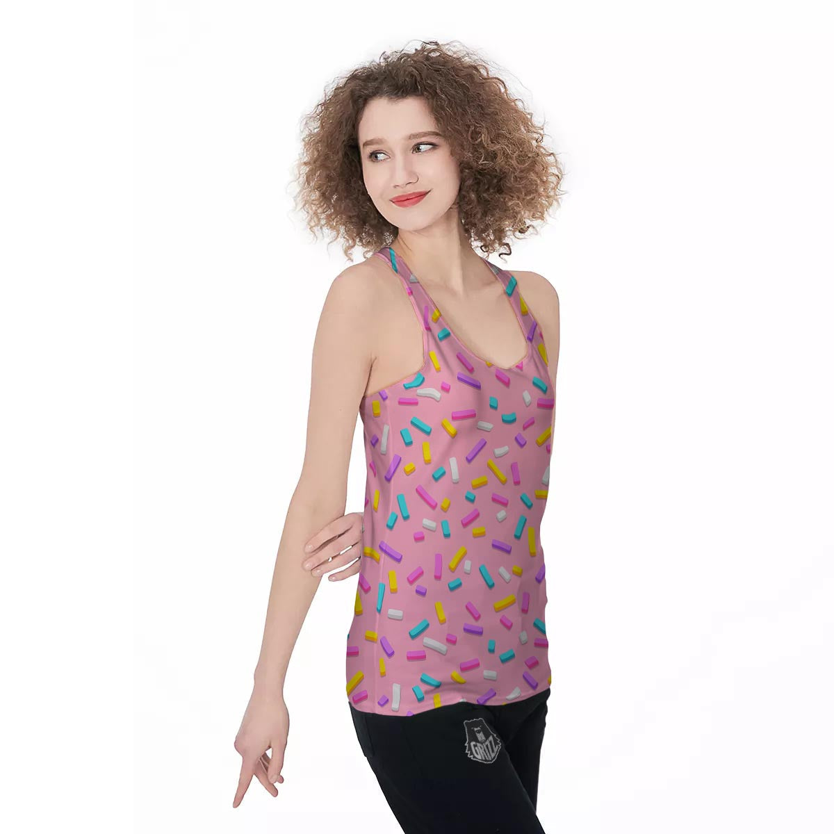 Donut Sprinkles Print Pattern Women's Racerback Tank Top-grizzshop