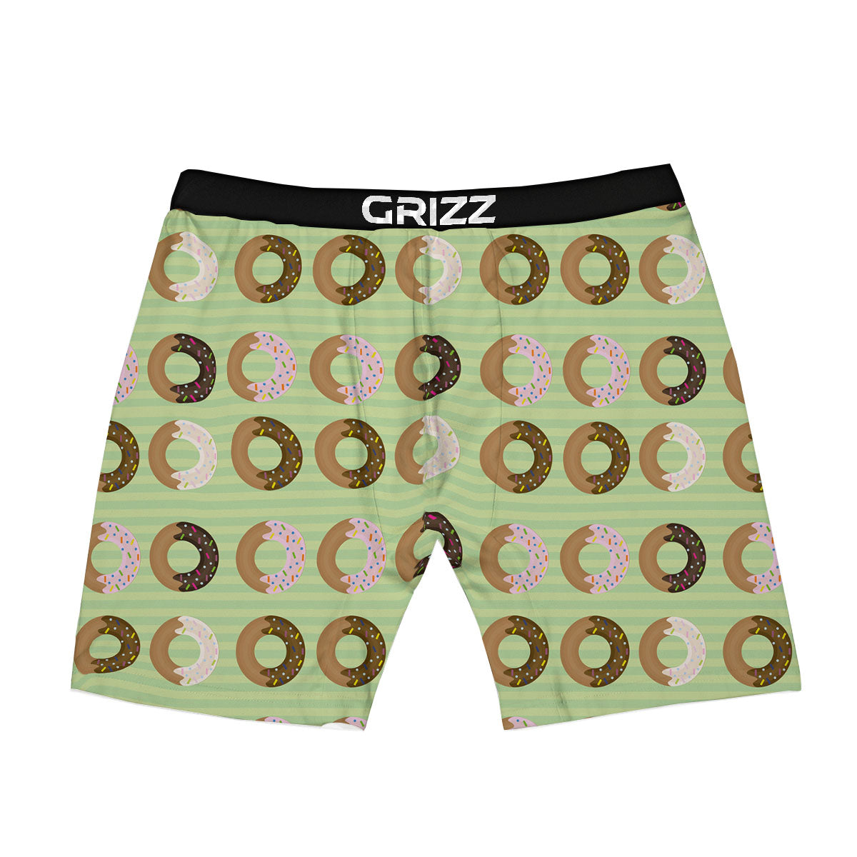 Donut Striped Green Print Pattern Boxer Briefs-grizzshop