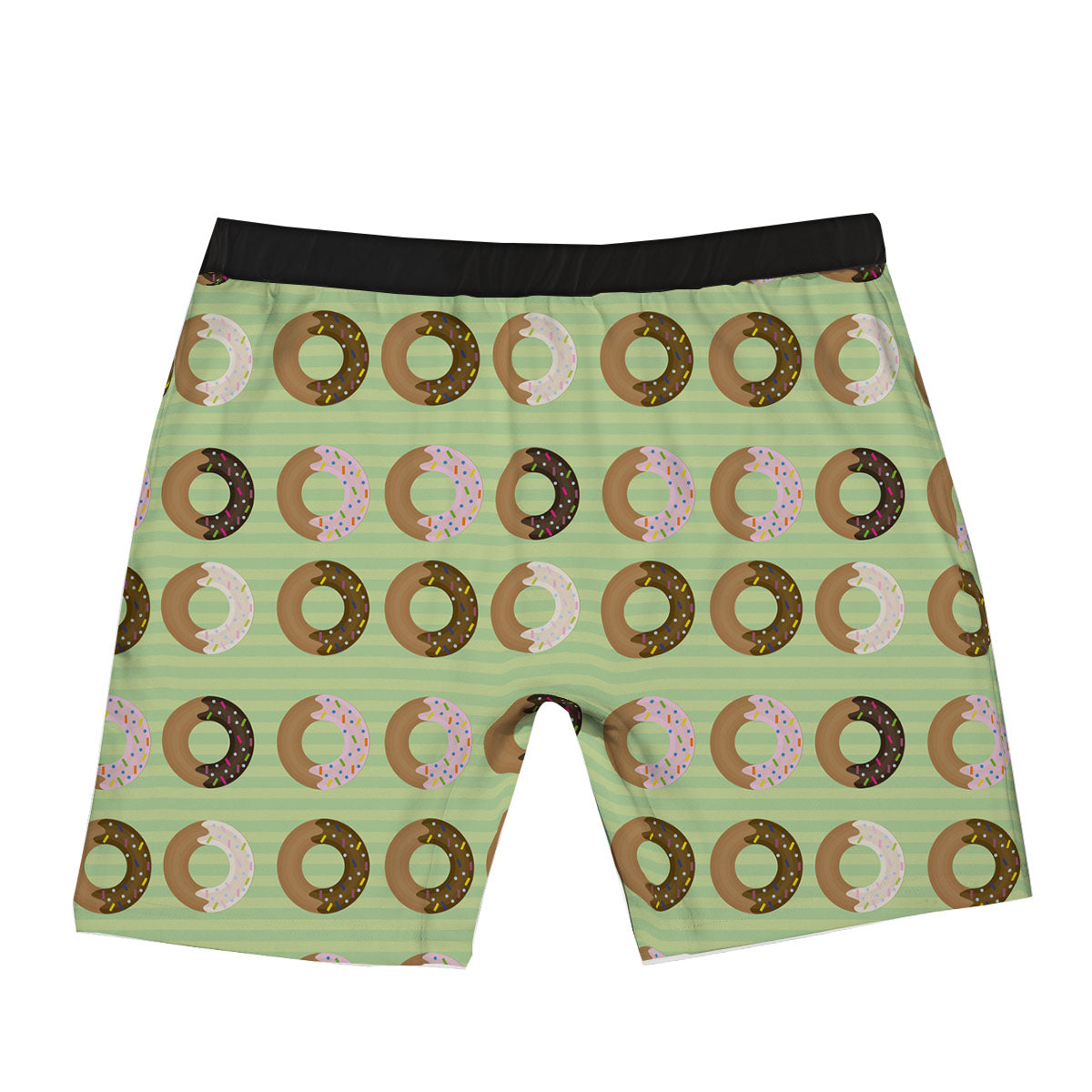 Donut Striped Green Print Pattern Boxer Briefs-grizzshop