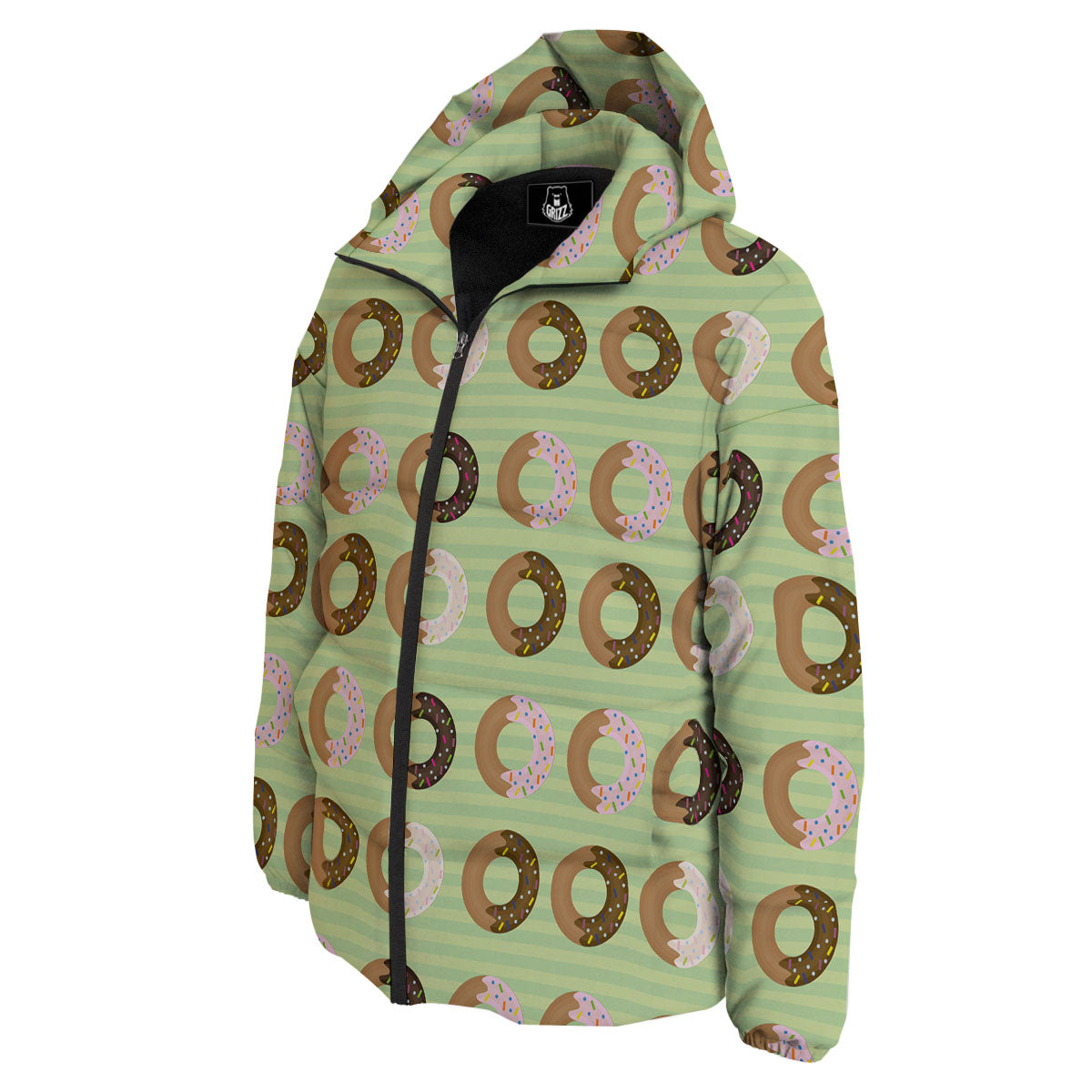 Donut Striped Green Print Pattern Down Jacket-grizzshop