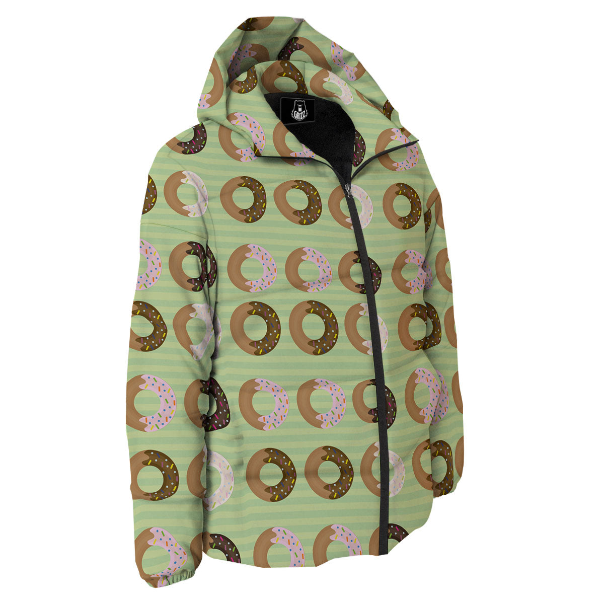Donut Striped Green Print Pattern Down Jacket-grizzshop