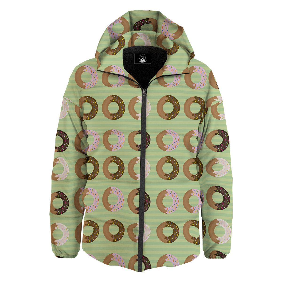 Donut Striped Green Print Pattern Down Jacket-grizzshop