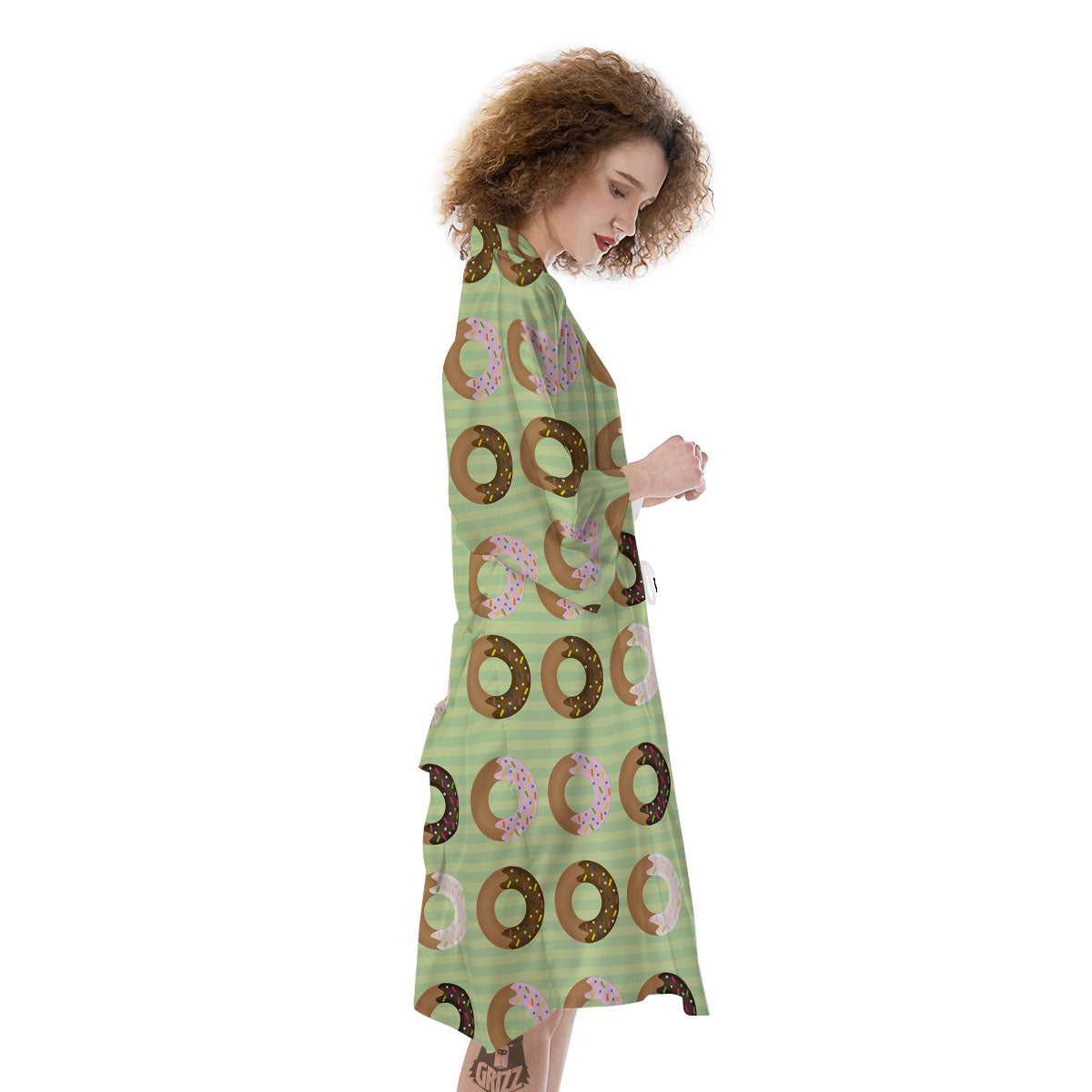 Donut Striped Green Print Pattern Kimono-grizzshop