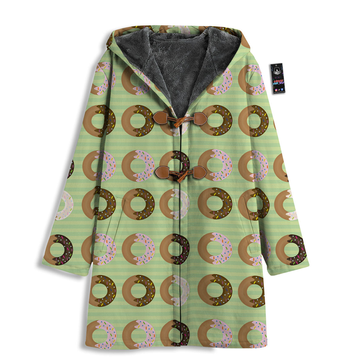 Donut Striped Green Print Pattern Men's Windbreaker Jacket-grizzshop