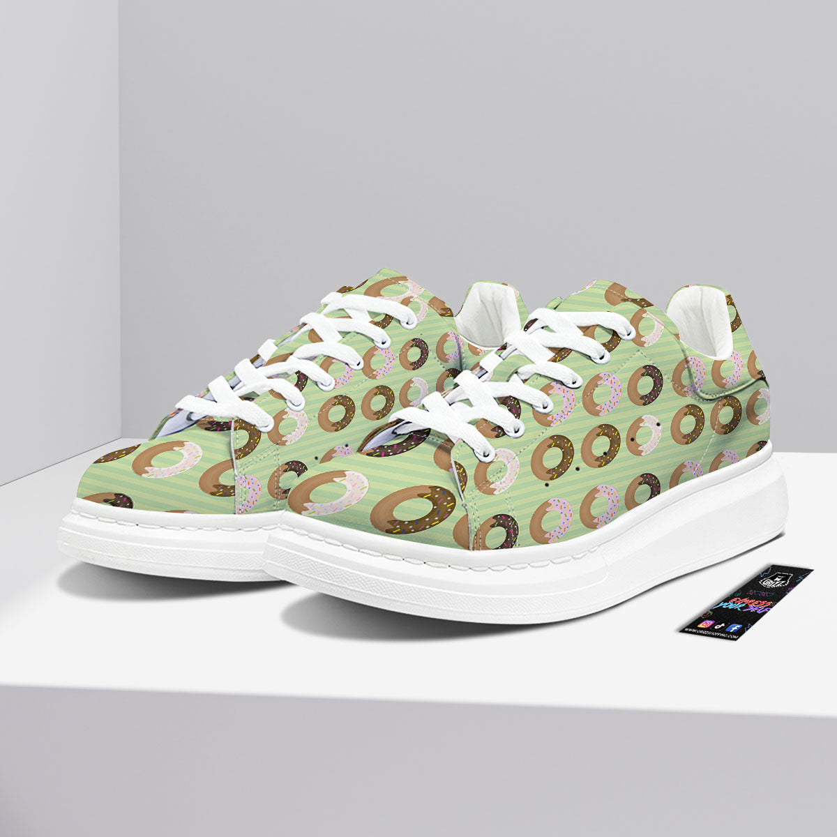 Donut Striped Green Print Pattern Platform Shoes-grizzshop