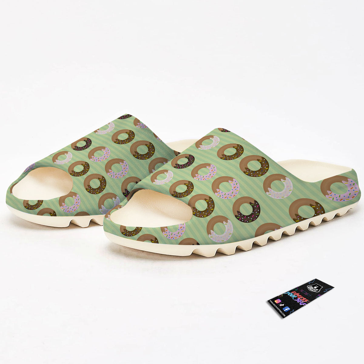 Donut Striped Green Print Pattern Sandals-grizzshop