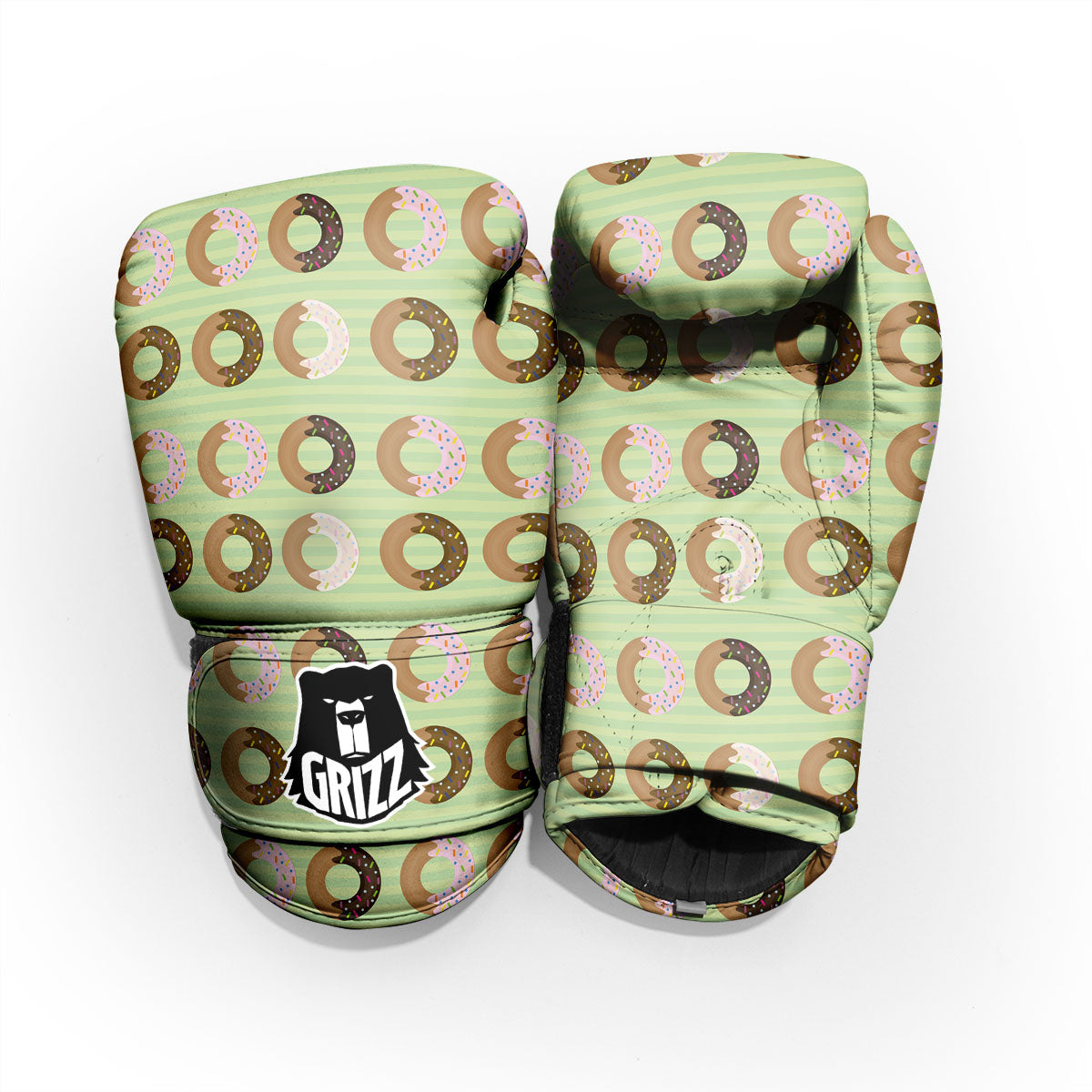 Donut Striped Green Print Pattern Pro Boxing Glove