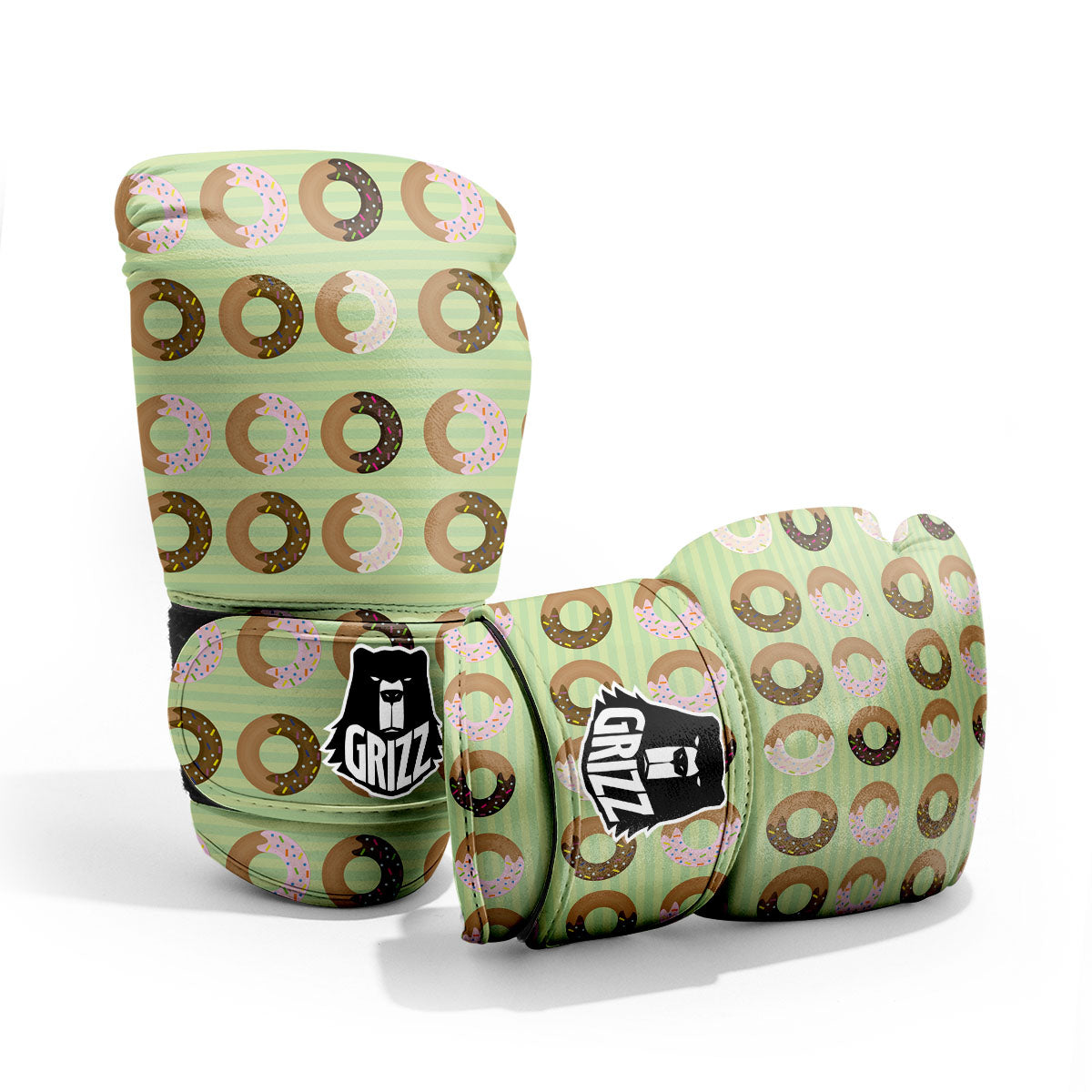 Donut Striped Green Print Pattern Pro Boxing Glove