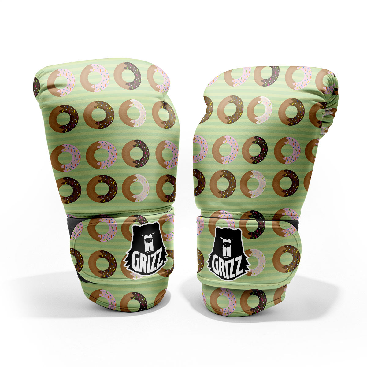 Donut Striped Green Print Pattern Pro Boxing Glove