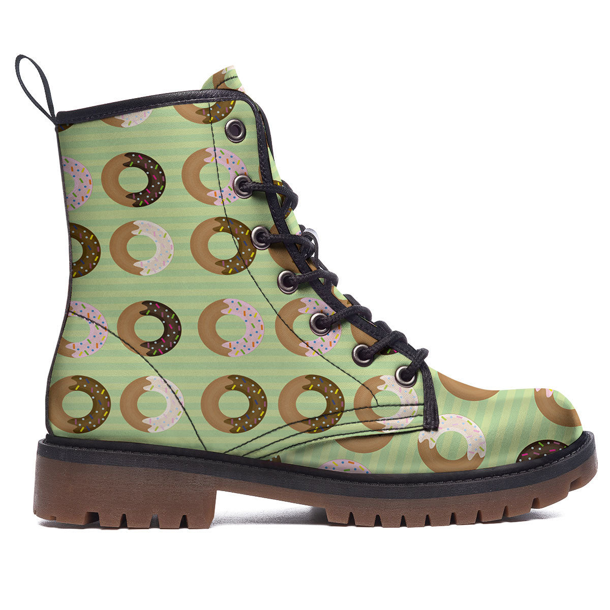 Donut Striped Green Print Pattern Work Boots-grizzshop