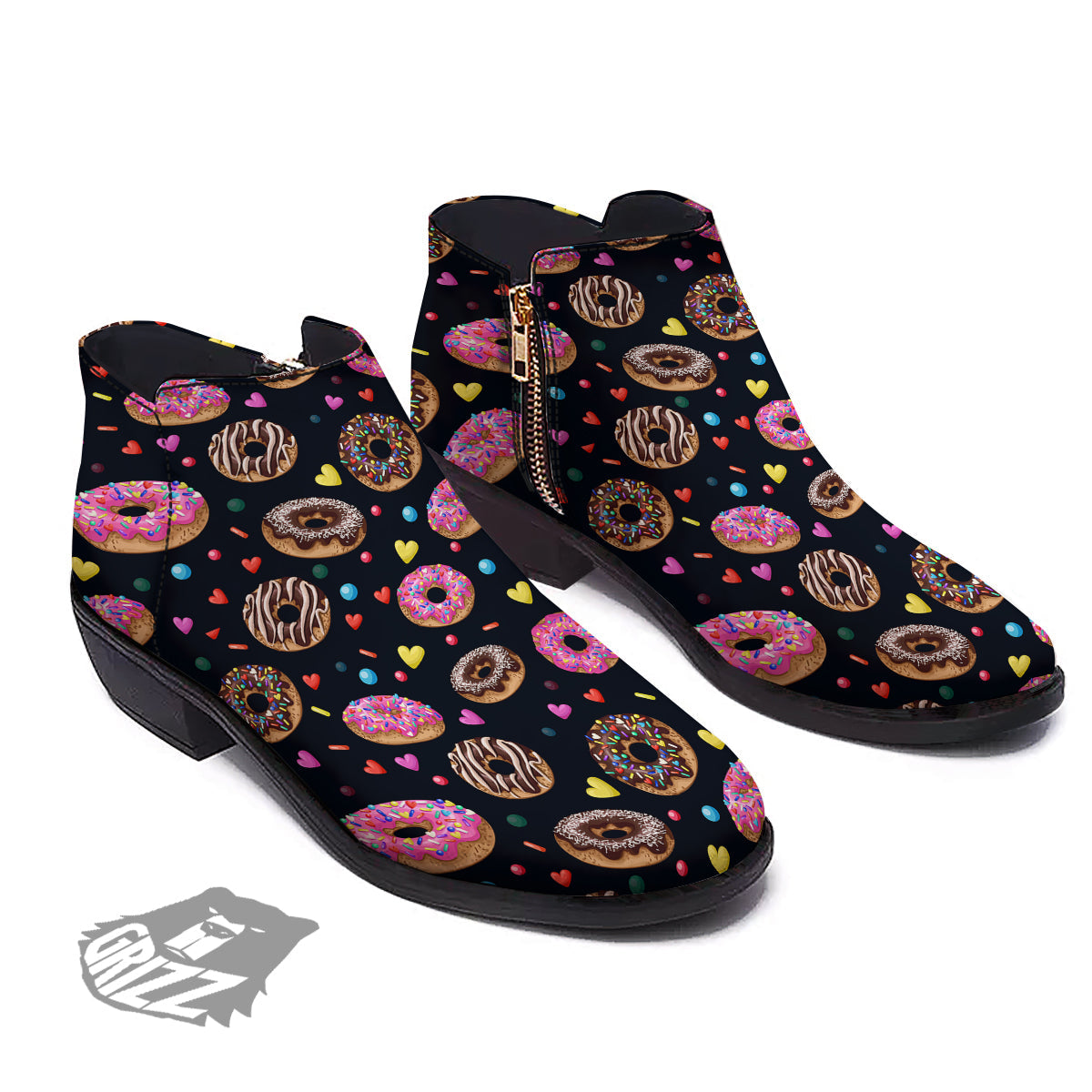 Donut Yummy Print Pattern Ankle Boots-grizzshop