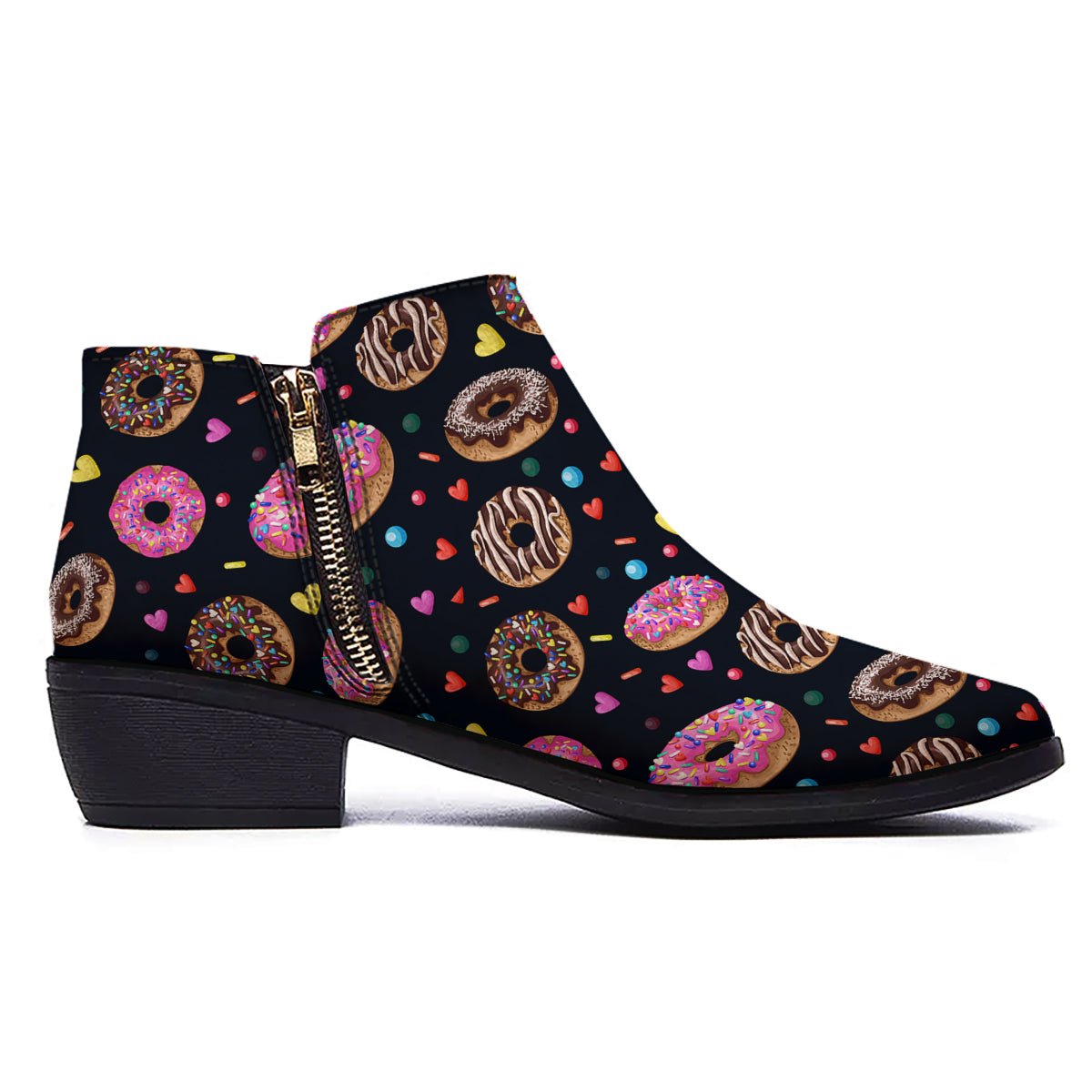 Donut Yummy Print Pattern Ankle Boots-grizzshop