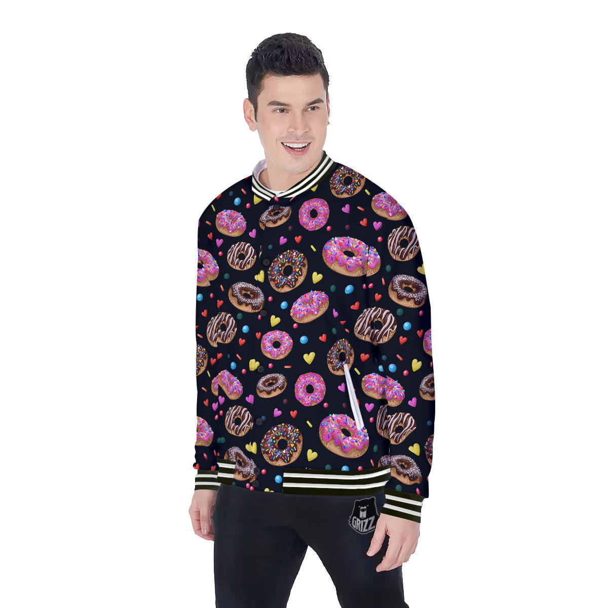 Donut Yummy Print Pattern Baseball Jacket-grizzshop