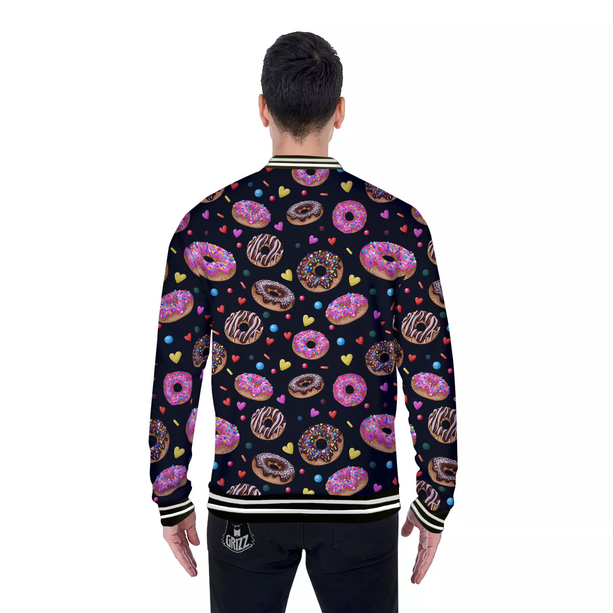 Donut Yummy Print Pattern Baseball Jacket-grizzshop