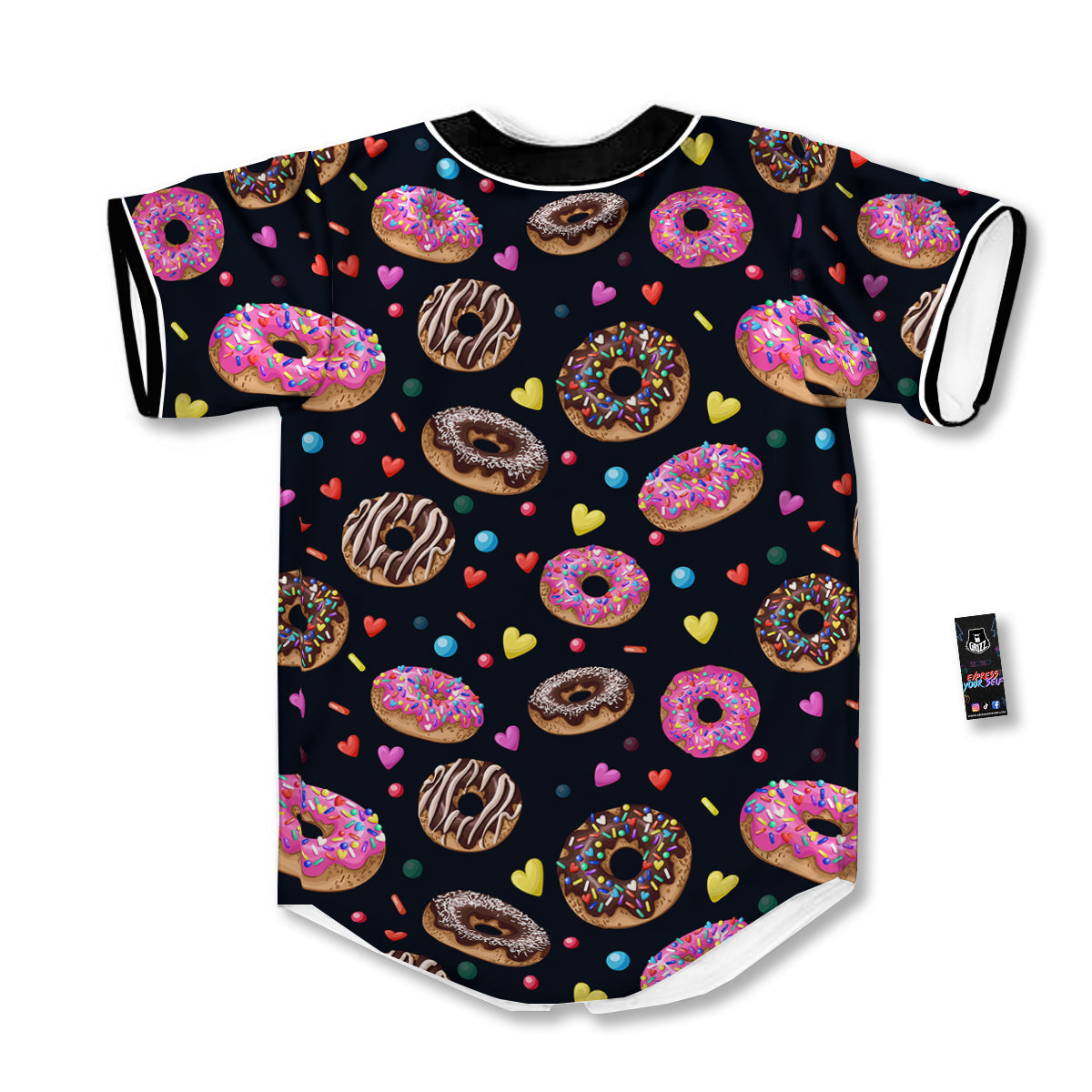 Donut Yummy Print Pattern Baseball Jersey-grizzshop