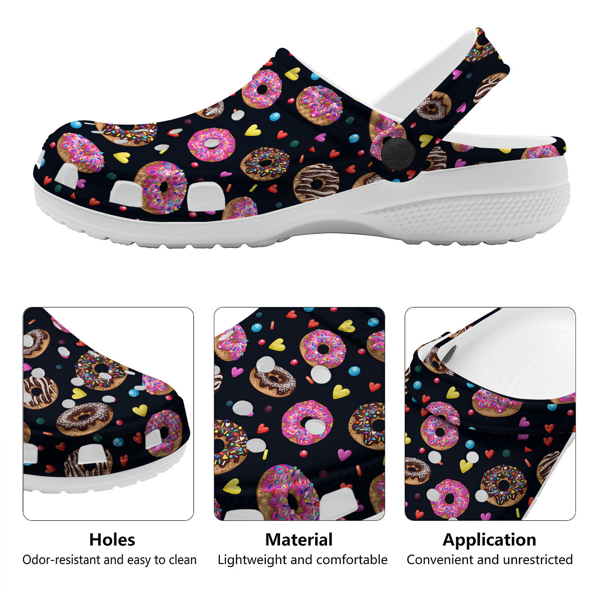 Donut Yummy Print Pattern Clog-grizzshop