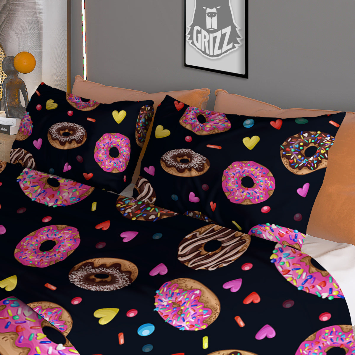 Donut Yummy Print Pattern Duvet Cover Bedding Set