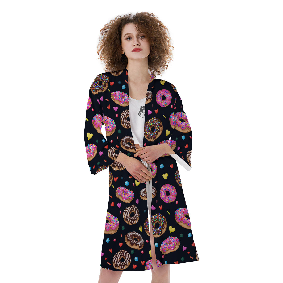 Donut Yummy Print Pattern Kimono-grizzshop
