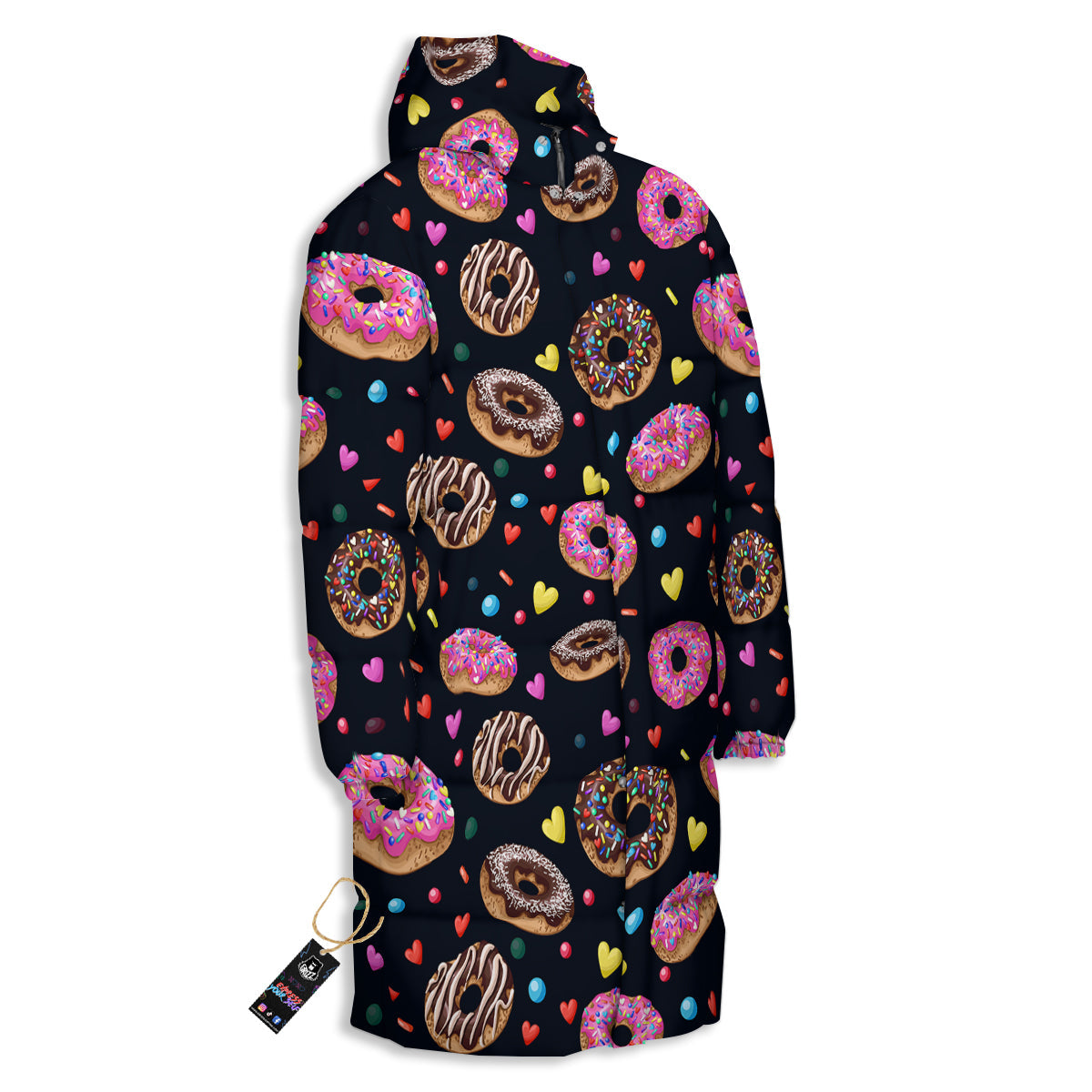 Donut Yummy Print Pattern Long Down Jacket-grizzshop